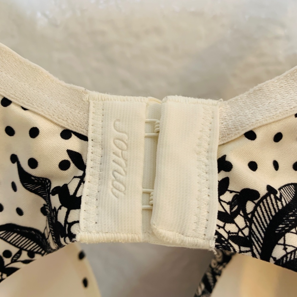 Soma Full Coverage Shaping Bra 34B Black Cream Floral Dots Underwire Padded - Picture 10 of 11
